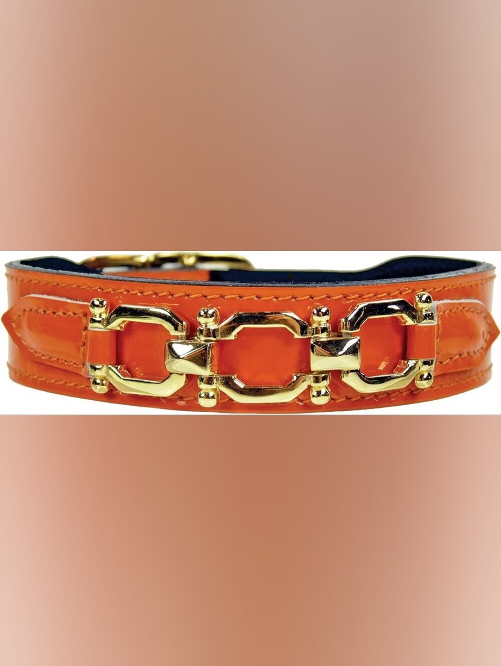 NEW Hartman & Rose Georgia 22k gold plated hardware 22 inch Patent Orange Leathe